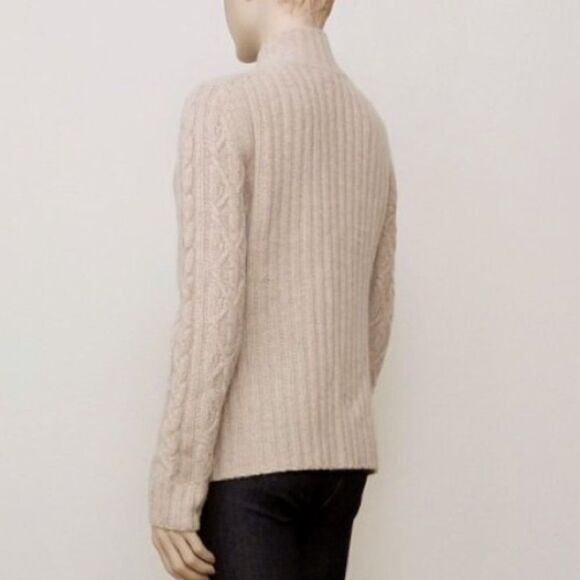 Cambridge Dry Goods LAMB WOOL ANGORA Beige tan Cardigan Sweater Full Zip Sz M - Picture 9 of 9